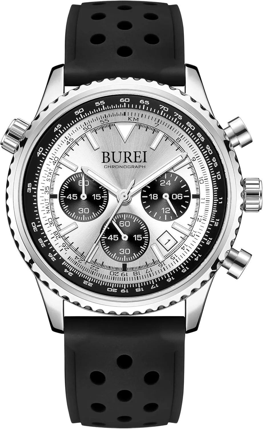 Black Watch Fashion Silicone Watches Waterproof Chronograph Wristwatches Casual Men's doodle pinch Watches Gear Dial Watches with Date ,Gift Watches for Men BUREI Men's 