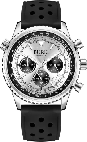 Black Watch Fashion Silicone Watches Waterproof Chronograph Wristwatches Casual Men's doodle pinch Watches Gear Dial Watches with Date ,Gift Watches for Men BUREI Men's 