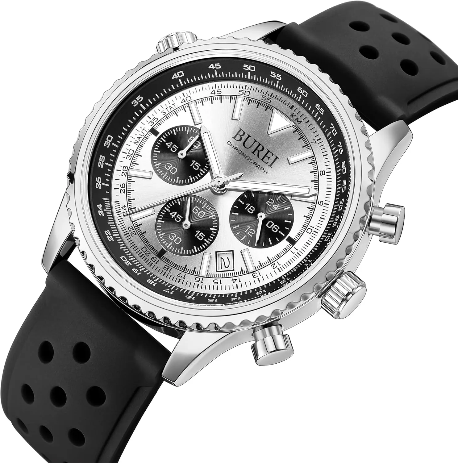 Black Watch Fashion Silicone Watches Waterproof Chronograph Wristwatches Casual Men's doodle pinch Watches Gear Dial Watches with Date ,Gift Watches for Men BUREI Men's 