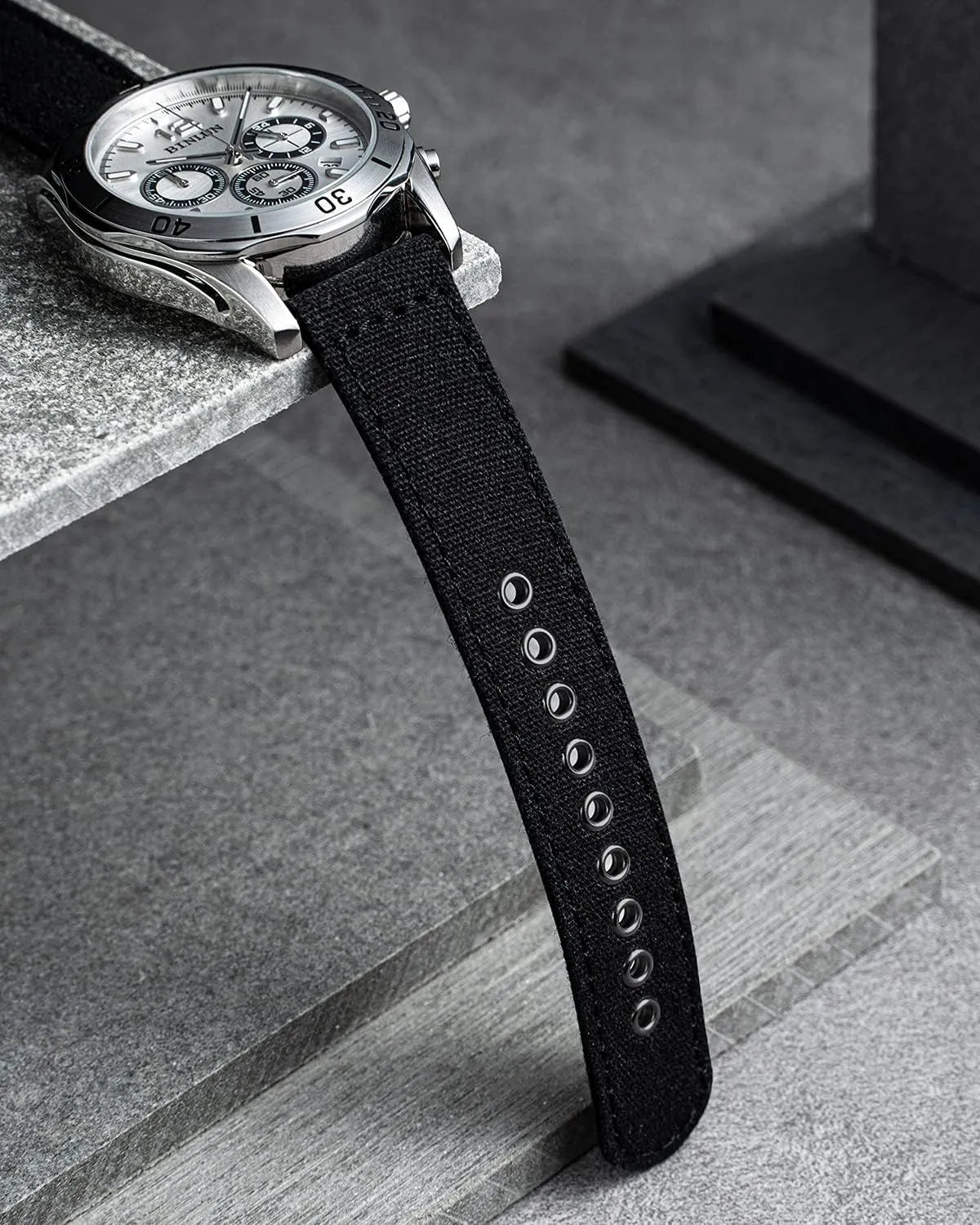 Black/Silver Buckle for Men Women 18/20/22/24mm BINLUN Canvas Watch Bands knowledge leather chronology reveal phonograph Replacement Sail Cloth Cotton Fabric Watch Straps Soft Quick Release Watchbands in Black Khaki Army Green Blue with 