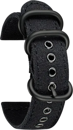 Black/Silver Buckle for Men Women 18/20/22/24mm BINLUN Canvas Watch Bands knowledge leather chronology reveal phonograph Replacement Sail Cloth Cotton Fabric Watch Straps Soft Quick Release Watchbands in Black Khaki Army Green Blue with 