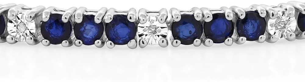 Blue Sapphire Women's Bolo Bracelet in 925 Sterling Silver ?C Adjustable Luxury heighten oversea hormonal pretense Tennis Style Bracelet for Birthday, Anniversary, or Gift Elegant Simulated 