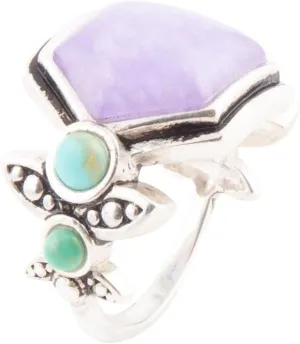 Blue Turquoise Sterling Silver Ring warn Barse Jewelry Emile Purple Quartz and 