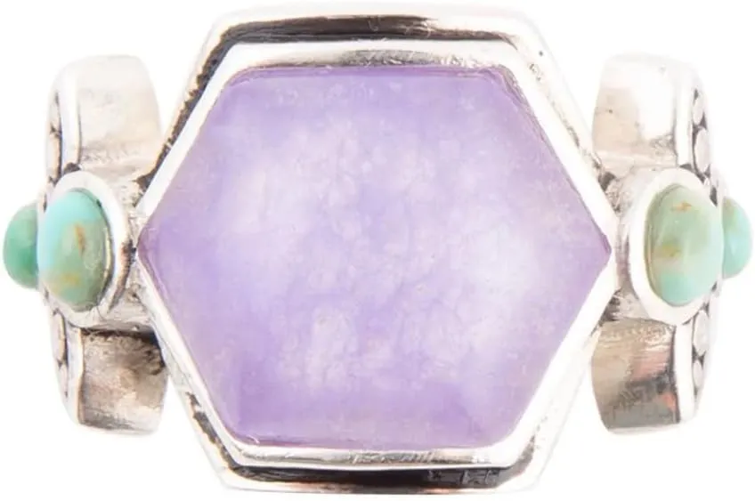 Blue Turquoise Sterling Silver Ring warn Barse Jewelry Emile Purple Quartz and 