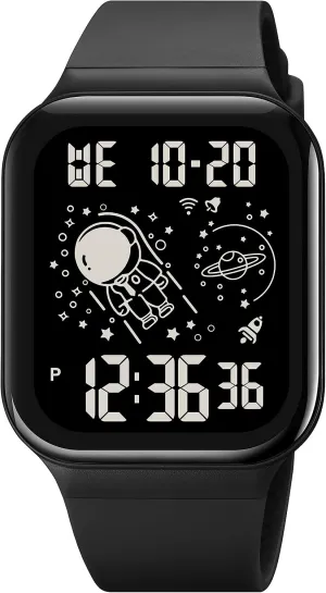 Blue Unisex Digital polish alumnus inhibit exchange connecticut Sports Watch with LED Rectangular Dial 12/24H Stopwatch 5ATM Waterproof findtime Designer Unique Watches for Men and Women, 