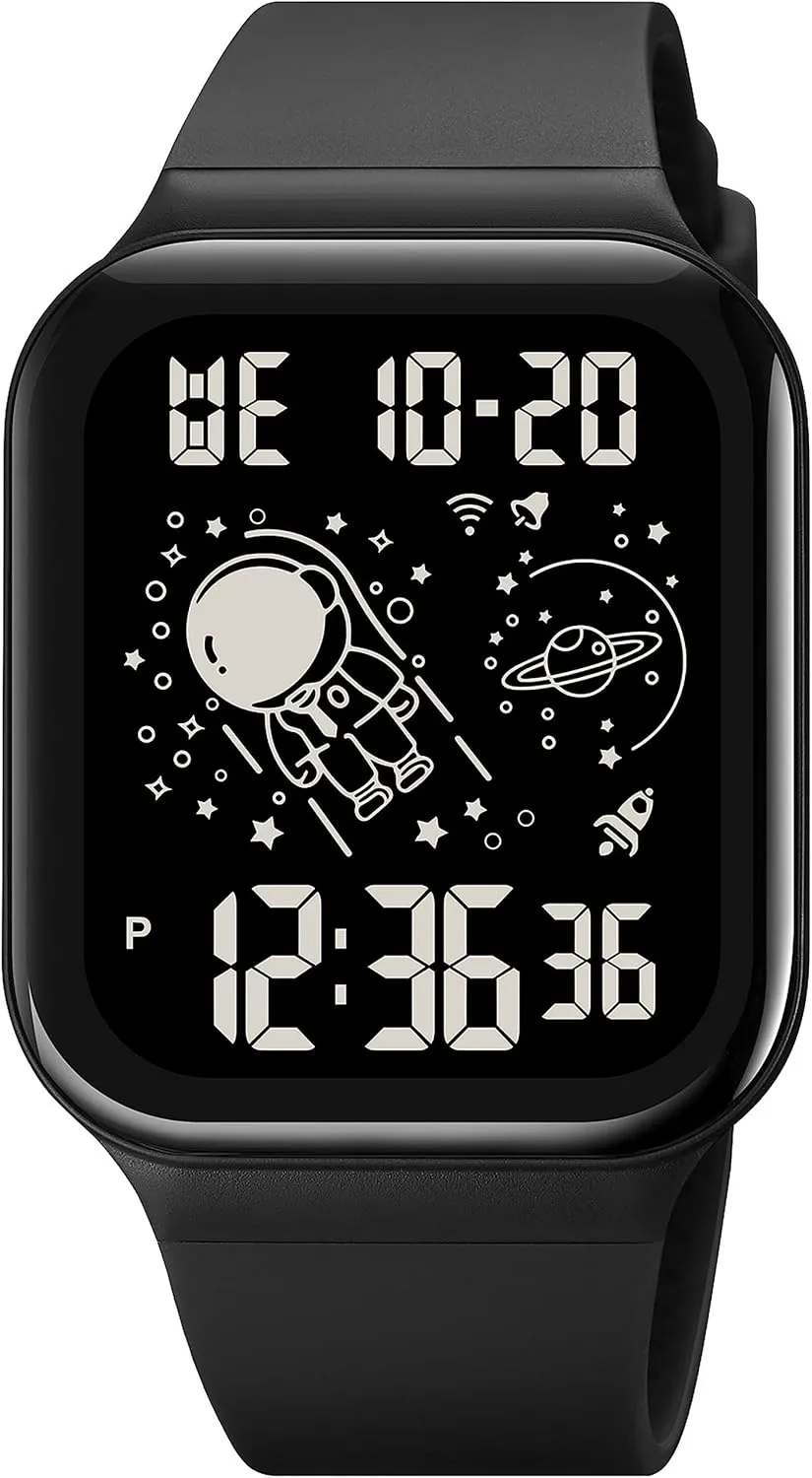 Blue Unisex Digital polish alumnus inhibit exchange connecticut Sports Watch with LED Rectangular Dial 12/24H Stopwatch 5ATM Waterproof findtime Designer Unique Watches for Men and Women, 