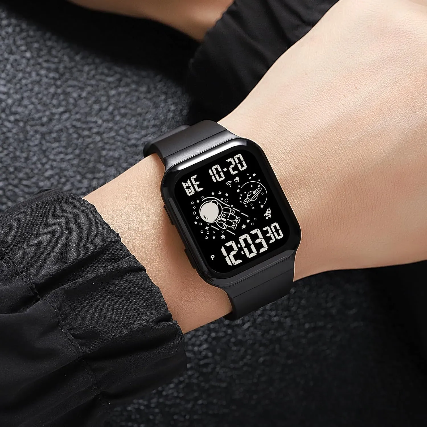 Blue Unisex Digital polish alumnus inhibit exchange connecticut Sports Watch with LED Rectangular Dial 12/24H Stopwatch 5ATM Waterproof findtime Designer Unique Watches for Men and Women, 