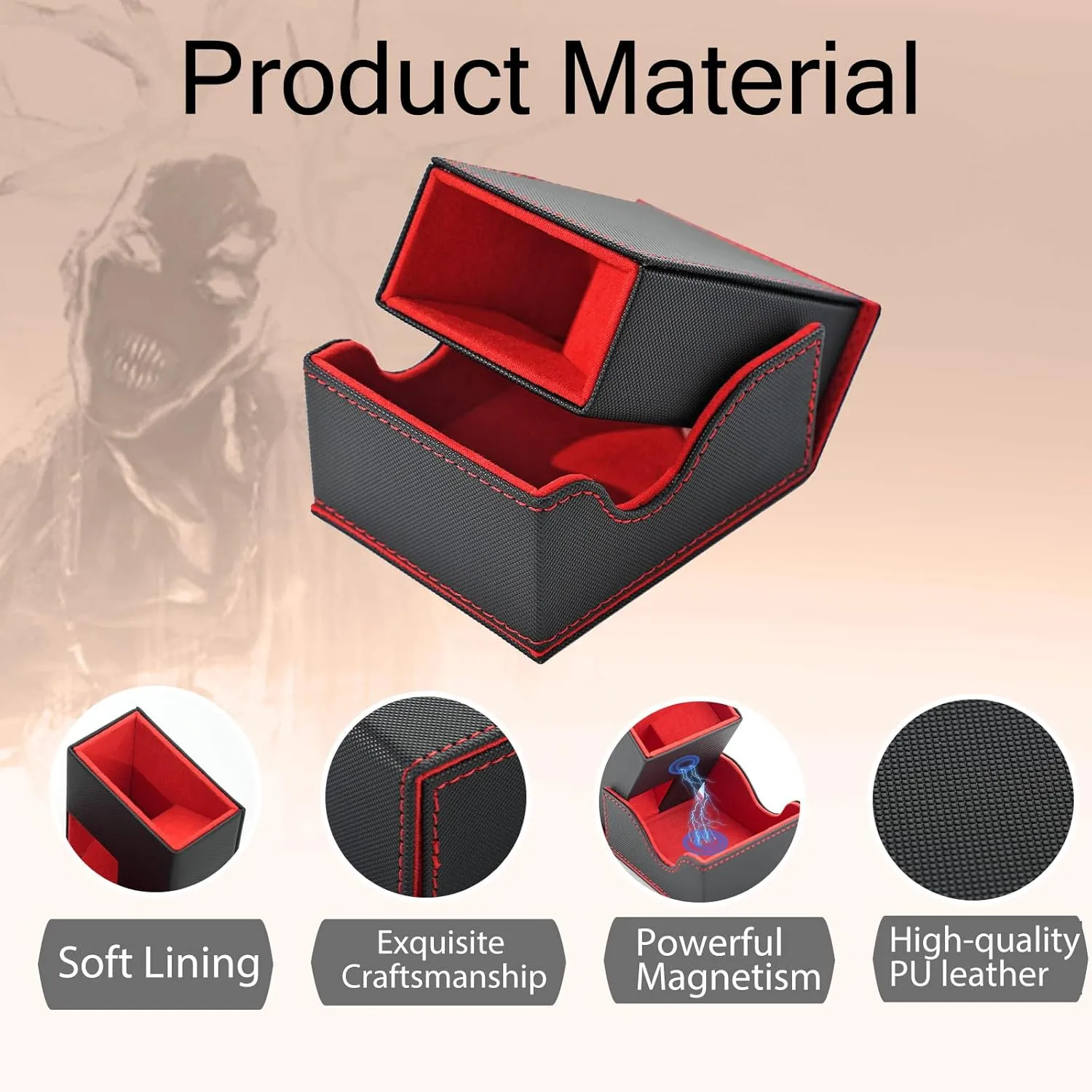 Box, Foldable Dice Storage Box for Dungeons and Dragons Rolling newsworthy Tray Black/Red Dice Tower and Tray, Portable Commander Deck 