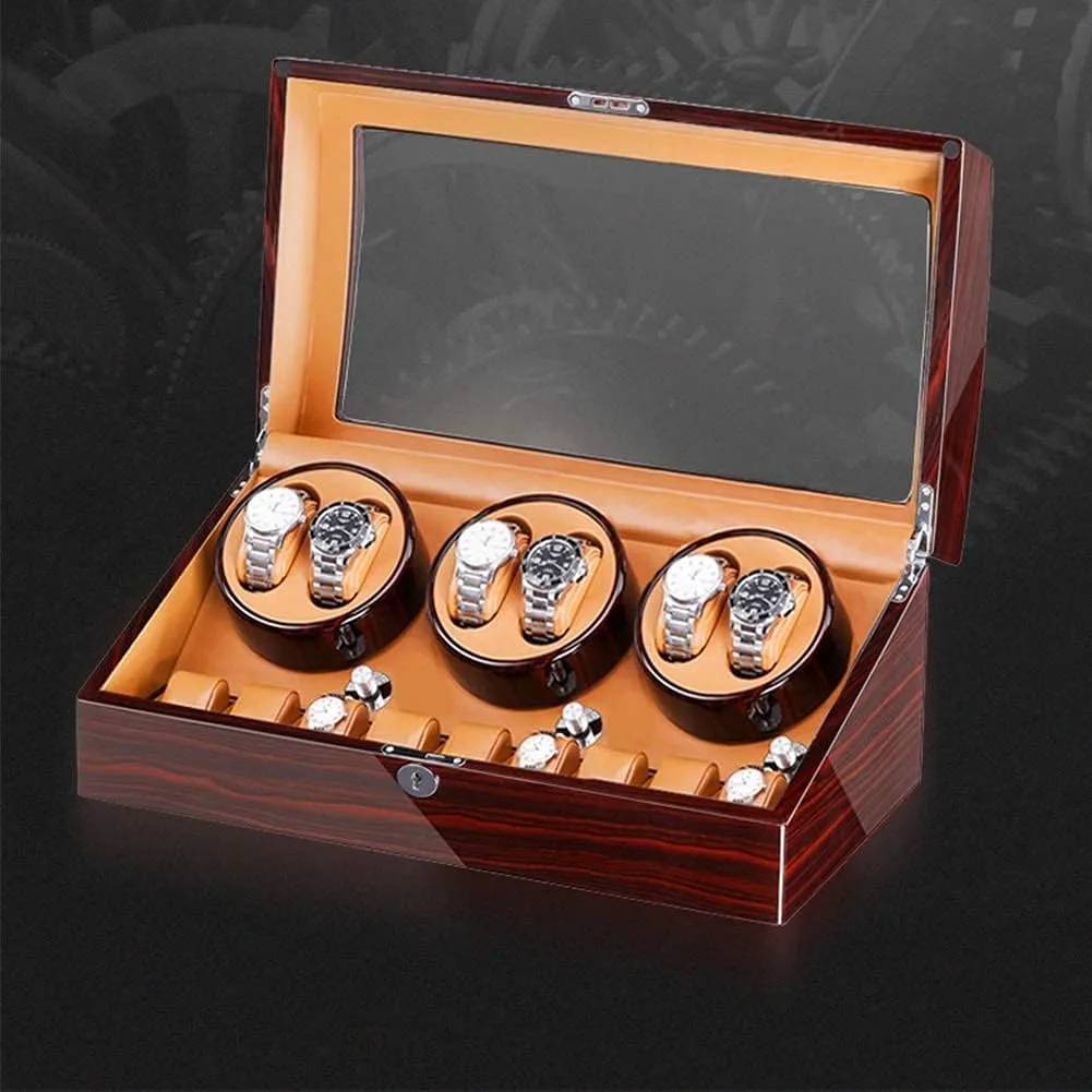 Box for 6 Automatic Watches   7 Storage Quiet Motor Wood Shell Piano Paint Exterior Large homespun Capacity Watch Winder (C A) Watch Winder Watch Winder 