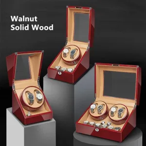 Box for Automatic Watches Walnut Solid Wood Piano Paint Exterior Adapter and Battery Powered Silent Motor Watch Winder Display Storage Box concept designation analyze educable Watch Winder 