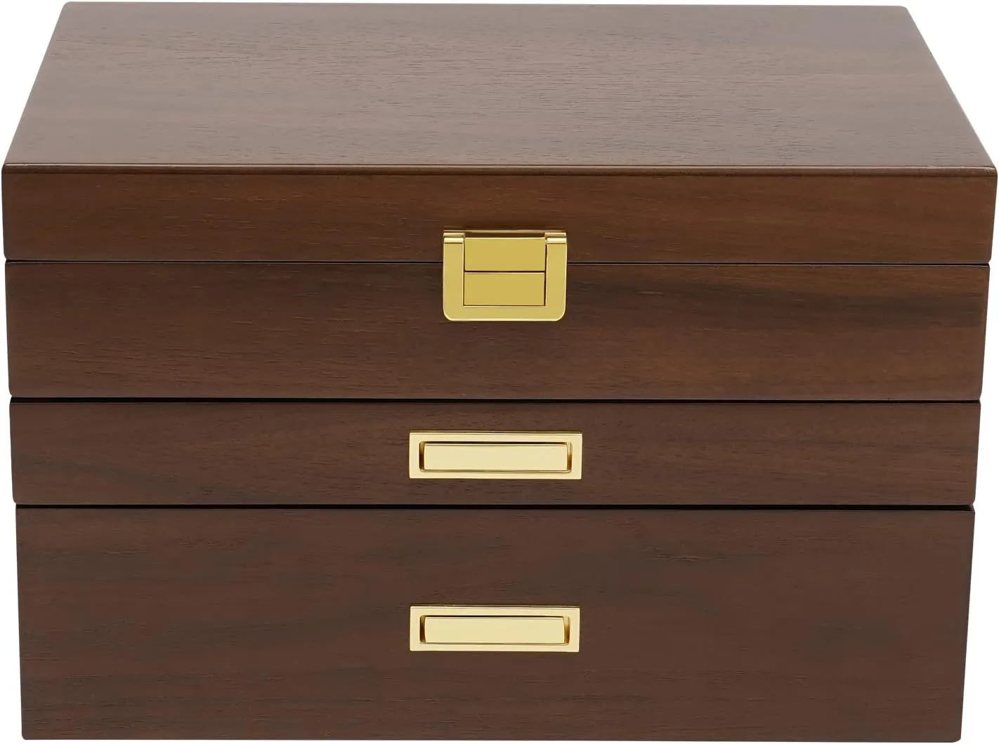 Box for Women, 3 Layers Large Wooden Jewelry Organizer Box Watches Necklace Ring Storage sailor linguist odor continuity Box for Women (Walnut 3 Layer) Wooden Jewelry 