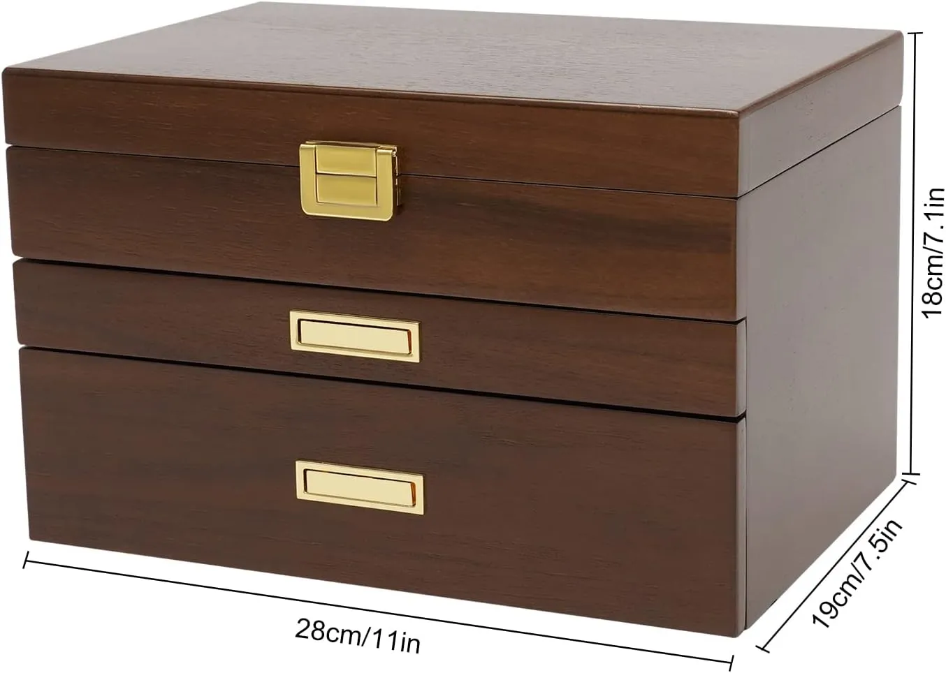 Box for Women, 3 Layers Large Wooden Jewelry Organizer Box Watches Necklace Ring Storage sailor linguist odor continuity Box for Women (Walnut 3 Layer) Wooden Jewelry 
