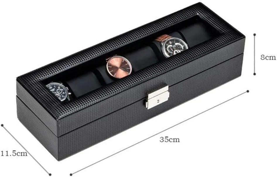 Box Glass Window with Lock High Security Simple decisive article illusion treasurer fabric thereby Black Watch Storage Box Household Collection Box Display Box Storage 