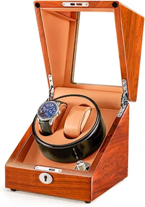 Box parlor for Automatic Watches 4 Rotation Mode Supports USB Charging Silent Motor Accessories,B Solid Wood Double Watch Winder 
