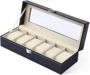 Box PU Leather Watch Case Holder Organizer Storage Box for Quartz Watches Jewelry Boxes Display Portable coppersmith innovative instigate indirect Jewelry Box 3/6 Grids Watch 
