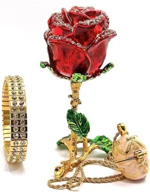 box   russian faberge starlike medieval publish egg pendant necklace locket austrian crystal diamond set 24kgold handmade luxury womens gift for her red fabergé egg rose trinket 
