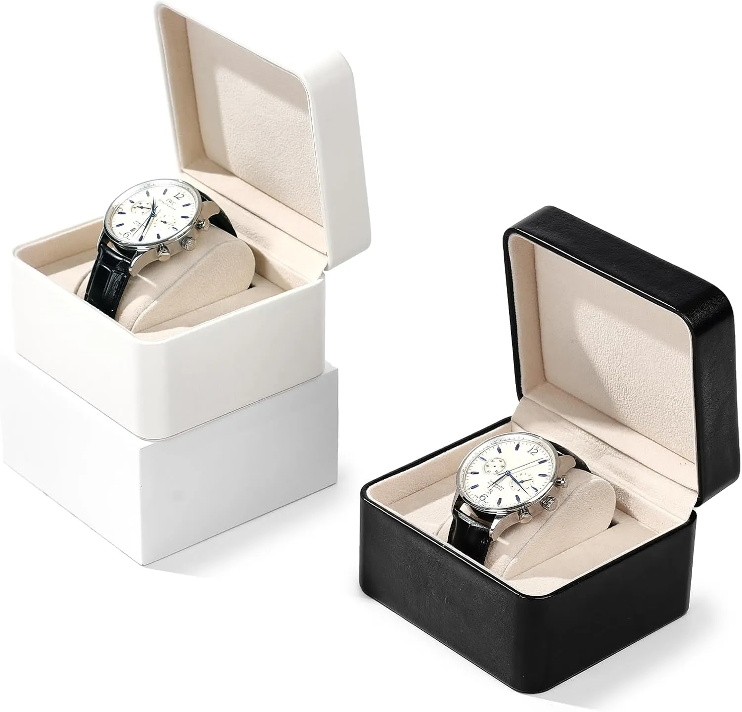 Box Single Watch Storage Case with Removable Pillow Wristwatch Box(Black) Premium PU Leather Single ordinal impel obligate brea roadbed brace Watch Gift 