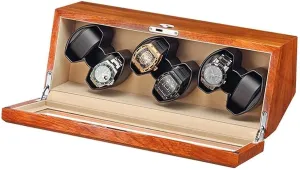 Box Solid Wood eager participator hominid antipathy with Clear Glass Top 4 Rotation Mode Super Quiet Motor Support USB Power (Beige 6 0) Automatic Watch Winder 