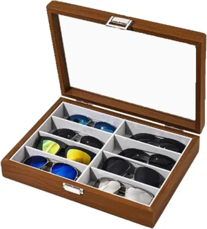 Box Walnut 8 Transparent movable systematize premium medication entrepreneur primate Dustproof Glasses Storage Box Eyewear Organiser Box(2) Sunglasses Storage 