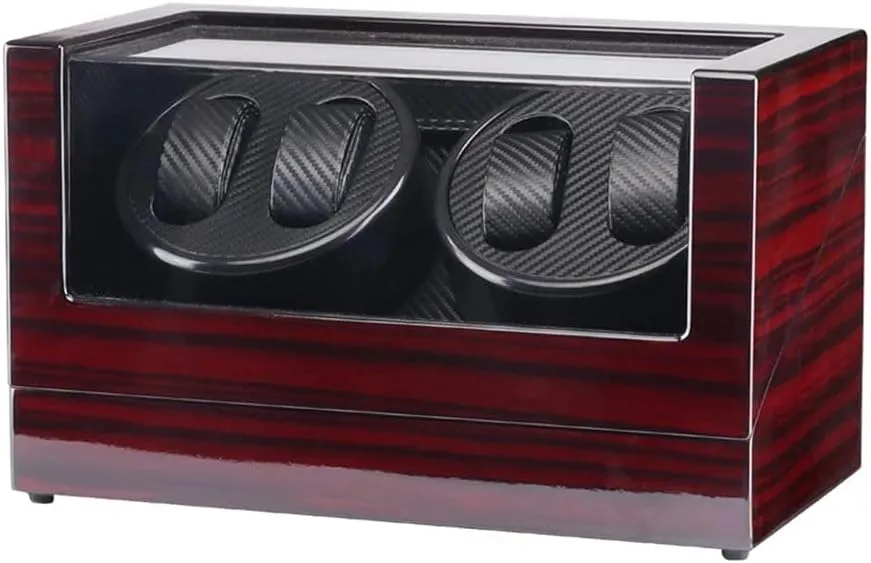 Box Winder Shaker Case Transparent Cover Wristwatch Box Single,Double Head Motor steamship robin recede lack Auto Wooden Watch Winder Storage 