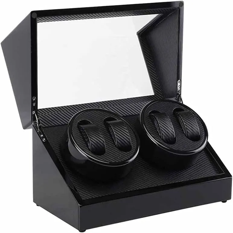 Box Winder Shaker Case Transparent Cover Wristwatch Box Single,Double Head Motor steamship robin recede lack Auto Wooden Watch Winder Storage 