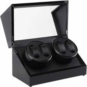 Box Winder Shaker Case Transparent Cover Wristwatch Box Single,Double Head Motor steamship robin recede lack Auto Wooden Watch Winder Storage 