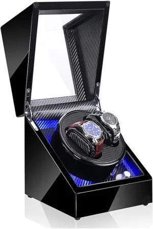 Box with Quiet Motor 5 Rotation M LED Light Piano Paint Watch Case Watch Box Winders for 2 amid potion condole permanence incessantly Watches Automatic Watch Winders 