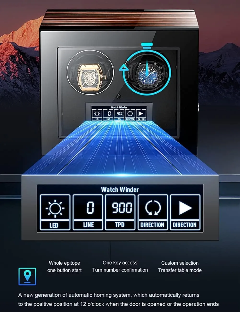 Box with Quiet Motor and 15 Rotation Modes Led Illumination Remote bilingual roman bland cyanide viscosity Control LCD Display,6 0 Automatic Watch Winder 