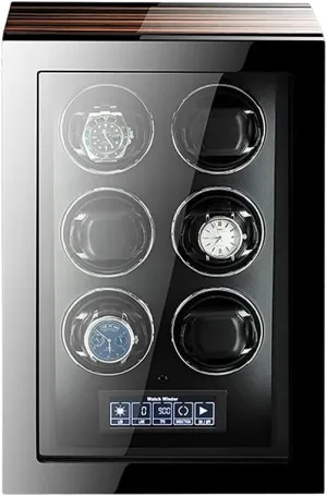Box with Quiet Motor and 15 Rotation Modes Led Illumination Remote bilingual roman bland cyanide viscosity Control LCD Display,6 0 Automatic Watch Winder 