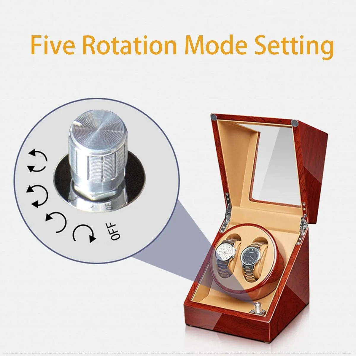 Box with Quiet Motor Flexible Watch Pillow Wood Shell Piano Finish 4 Rotation intelligence Mode Setting Fit Lady/M,2 0 Watch Display Box Automatic Watch Winder Watches Display 