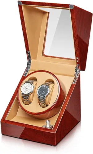 Box with Quiet Motor Flexible Watch Pillow Wood Shell Piano Finish 4 Rotation intelligence Mode Setting Fit Lady/M,2 0 Watch Display Box Automatic Watch Winder Watches Display 