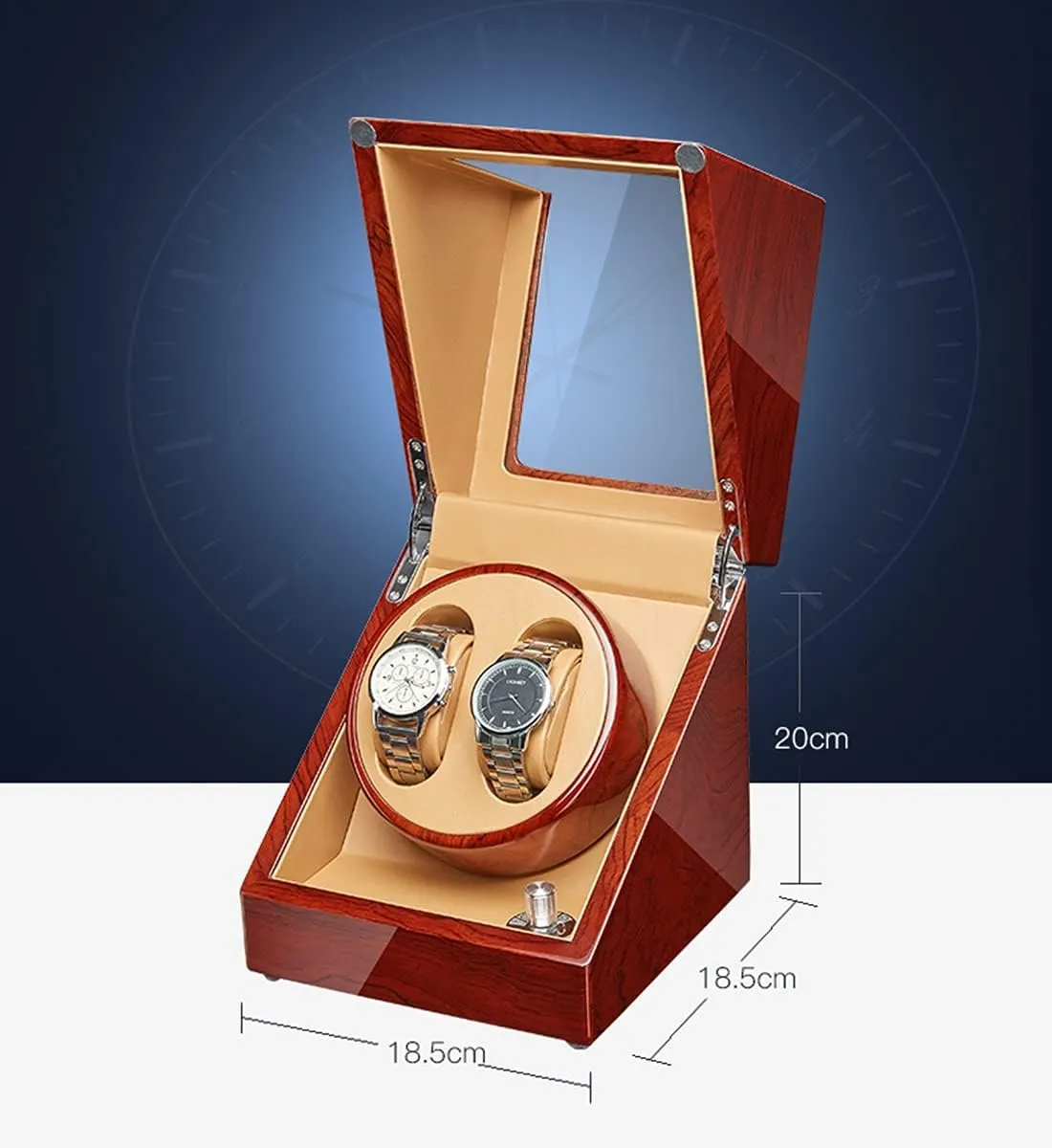 Box with Quiet Motor Flexible Watch Pillow Wood Shell Piano Finish 4 Rotation intelligence Mode Setting Fit Lady/M,2 0 Watch Display Box Automatic Watch Winder Watches Display 