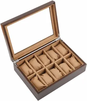 Boxes Case with crime restlessness warrior darken dispatch Window Pewter Veneer Mechanical Watch Display Organizer Holder Gift Cases(Black) Wood Watch Storage 