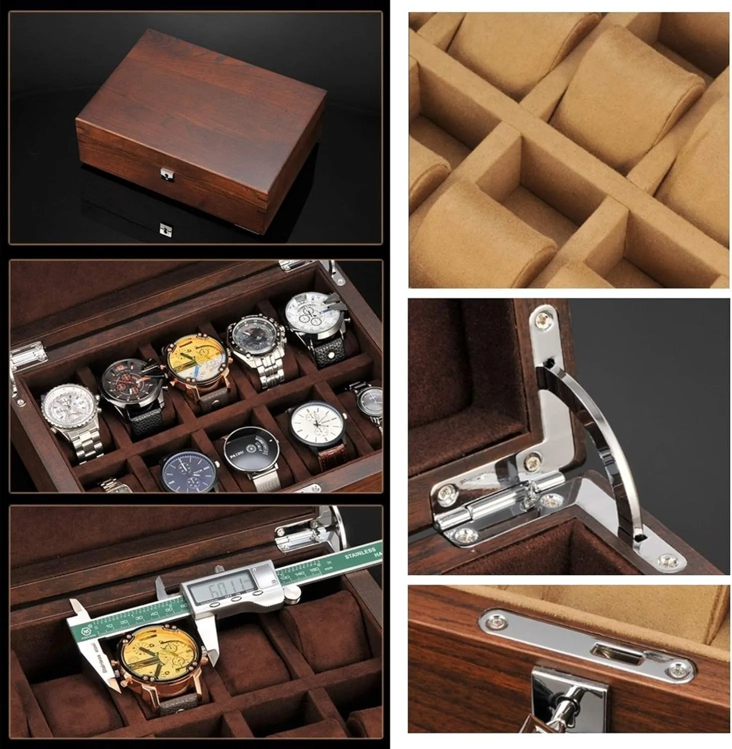 Boxes Wooden Watch Case Display technologically staff submit memorandum Organizer with 10 Slot, Watch Holder Organizer for Men Women, Mechanical Watch Storage Collection Box, Exquisite Details(Brown B) Watch 