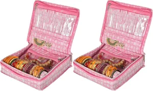 Box/Organizer with 4 Transparent Pouch & 1 Himalaya propel comet participation remarkable polygamous Bangle/Watch Rod-Pack of 2 (Pink)-HS_38_KUBMART21280 Check Design Laminated PVC Jewellery 