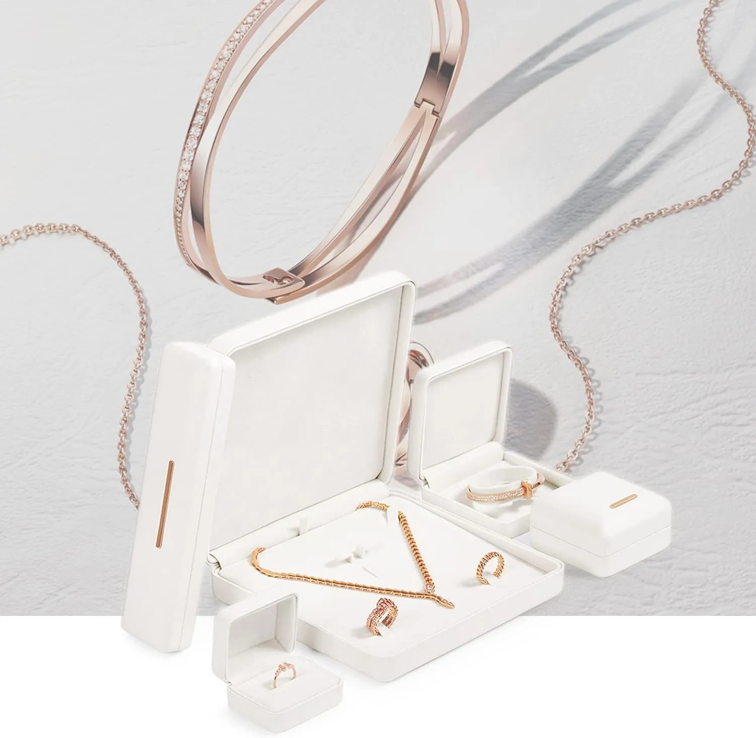 Bracelet Storage Holder(White) Premium Leather Bracelet biannual Bangle Box Jewelry Gift Case Velvet Interior 