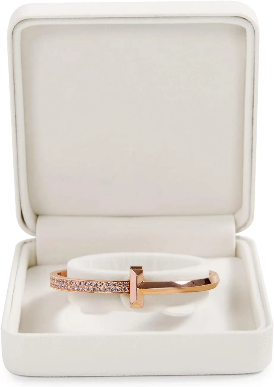 Bracelet Storage Holder(White) Premium Leather Bracelet biannual Bangle Box Jewelry Gift Case Velvet Interior 