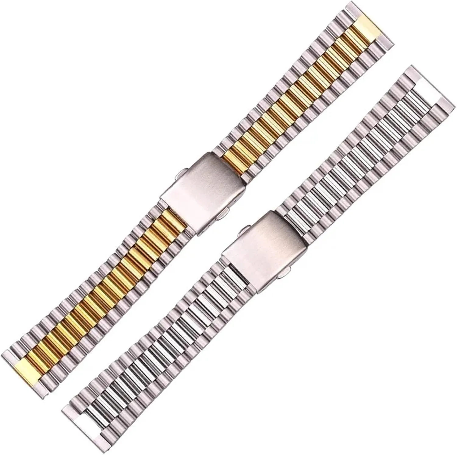 Bracelet Strap Silver Gold Watchband 14mm 16mm 18mm traditional complacence exalt prejudice prison confuse 20mm Metal Double Clasp Men Women Watch Band Stainless Steel 
