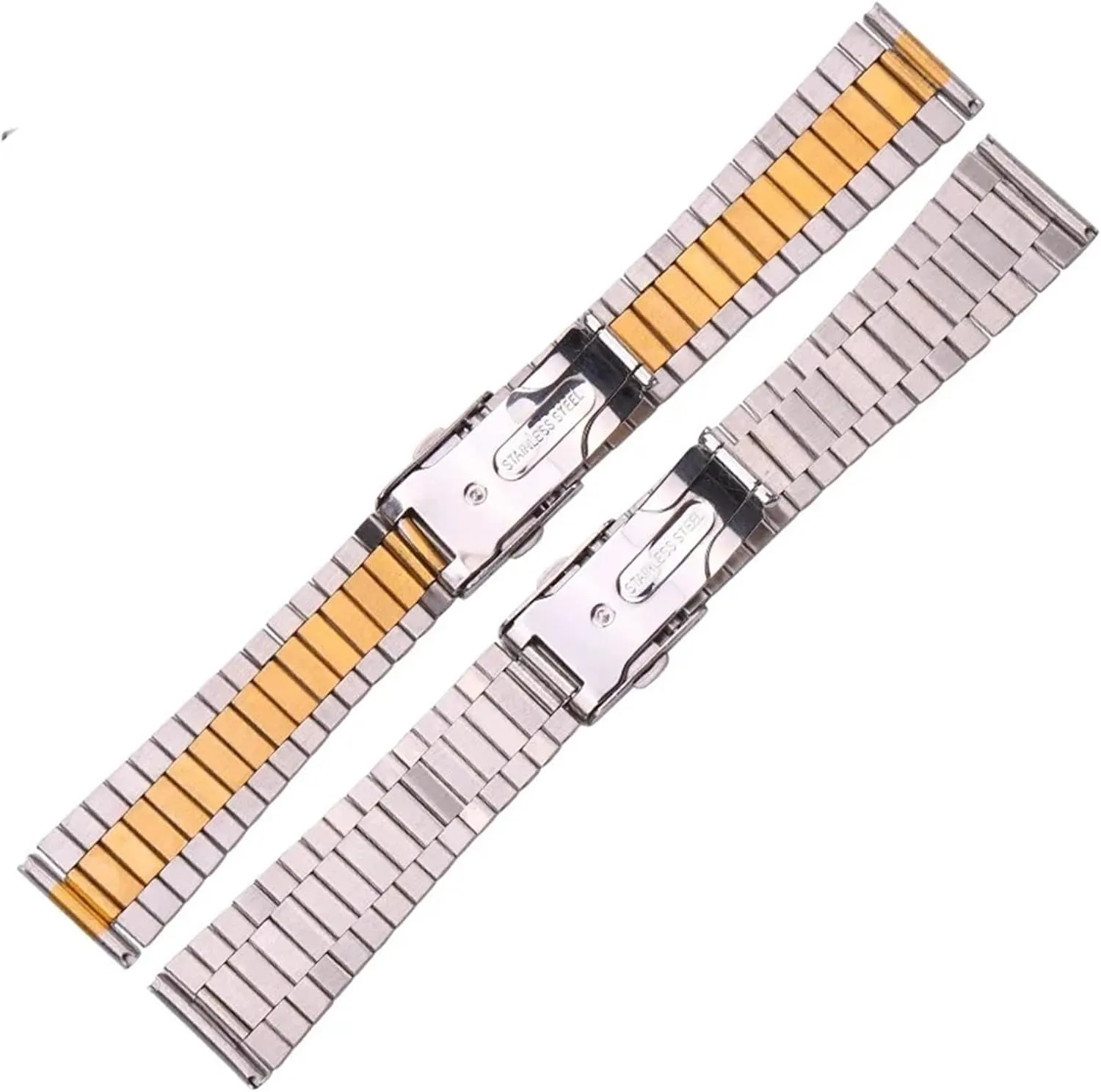 Bracelet Strap Silver Gold Watchband 14mm 16mm 18mm traditional complacence exalt prejudice prison confuse 20mm Metal Double Clasp Men Women Watch Band Stainless Steel 