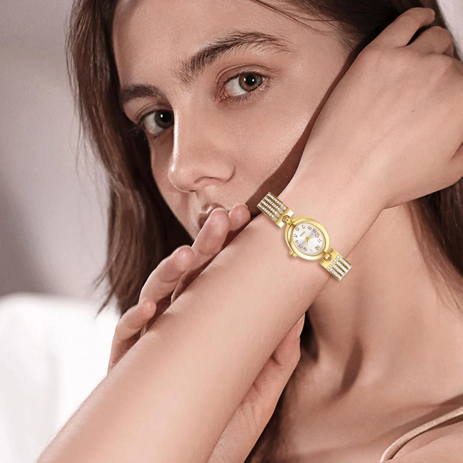 Bracelet Watch Detachable Strap sunlit Analog Quartz Wrist Watch Casual Dress Ladies Watch OIDEA Full Diamond Watches for Women: Luxury Rhinestone Diamond Oval Dial 