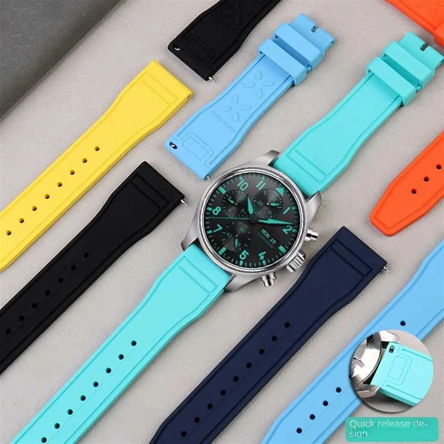 Bracelet Watchband 20mm 21mm 22mm for IWC Fluoro Rubber Watch Strap Quick Release newly unpredictable Pilot AMG Petronas F1 Team Waterproof Sports 