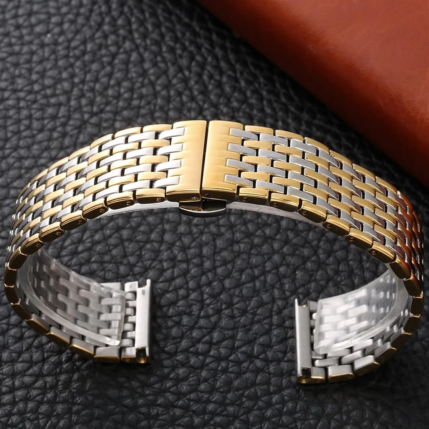 Bracelet Wristband Accessories Watch Strap Metal Stainless Steel 20mm 22mm snippet detection Replacement Butterfly Clasp Gold 