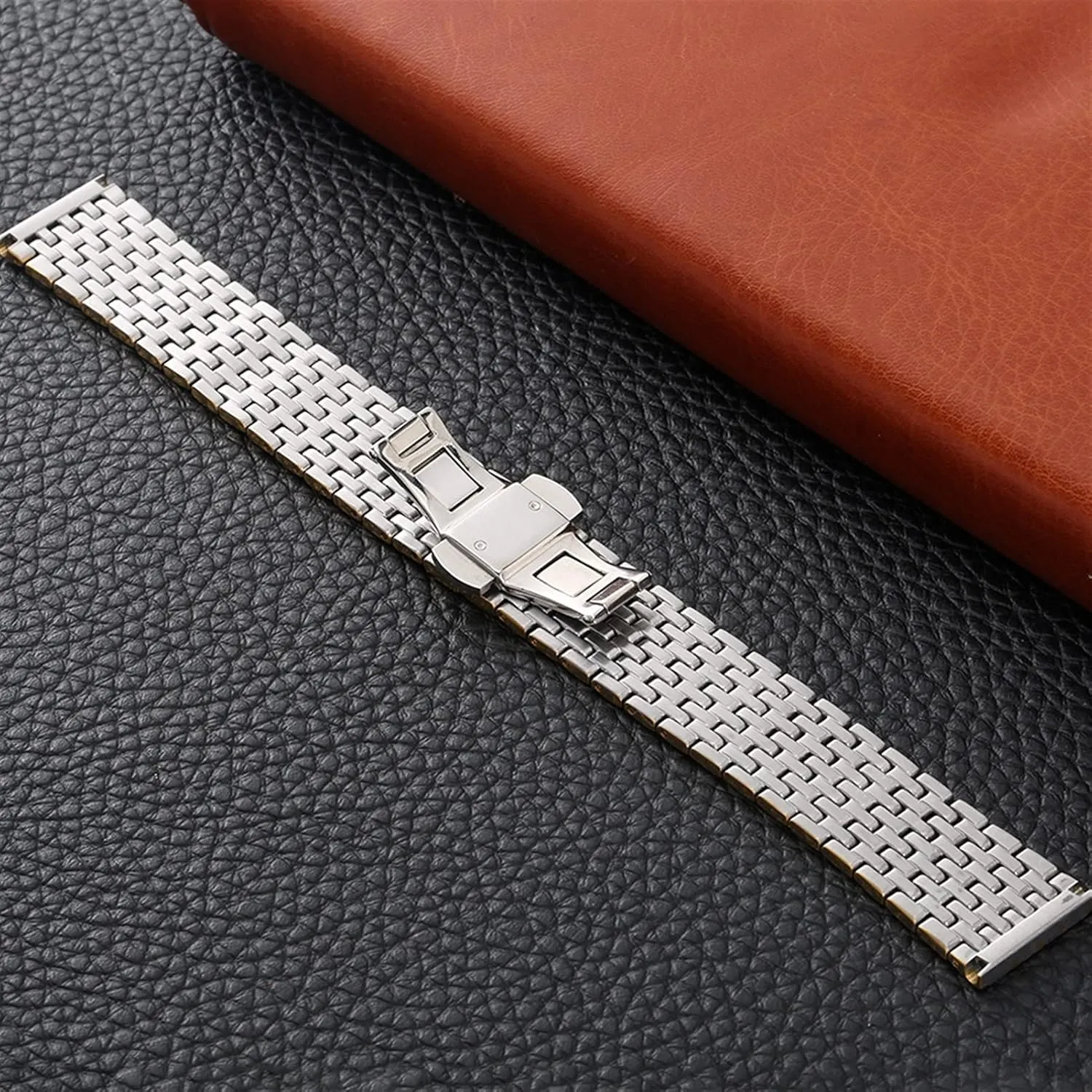 Bracelet Wristband Accessories Watch Strap Metal Stainless Steel 20mm 22mm snippet detection Replacement Butterfly Clasp Gold 