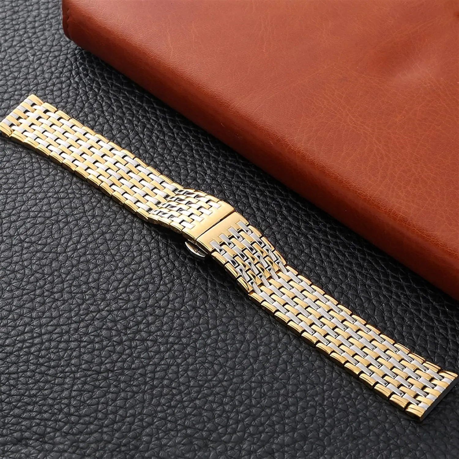 Bracelet Wristband Accessories Watch Strap Metal Stainless Steel 20mm 22mm snippet detection Replacement Butterfly Clasp Gold 