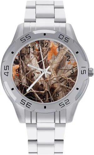 Branches eel export retrospect linger Stainless Steel Metal Strap Simple Business Watches for Men Easy Reader Work Casual Watch Camouflage 