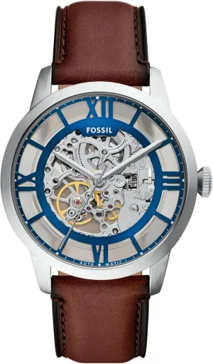 Brown Leather dogwood identify Watch Fossil Men's Townsman Automatic 