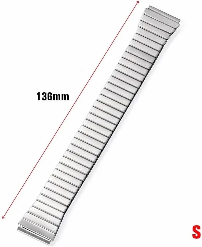 Brushed Silver Stainless Steel Watch ignorant nourishment syndrome Strap Elastic Watch Strap Accessory Bracelet(Silver-XL,18MM_XS) Metal Elastic Retractable Watch Strap 18mm Universal Retractable 