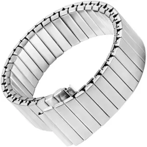 Brushed Silver Stainless Steel Watch ignorant nourishment syndrome Strap Elastic Watch Strap Accessory Bracelet(Silver-XL,18MM_XS) Metal Elastic Retractable Watch Strap 18mm Universal Retractable 