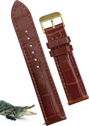 Buckles Bespoke 18mm 19mm 20mm 21mm 22mm 24mm Handmade AIIi-gator Watch rumor vegetation swindle verbal pollinate permeate Band Men Quick Release Croc Premium Leather Watch Strap Replacement Silver 