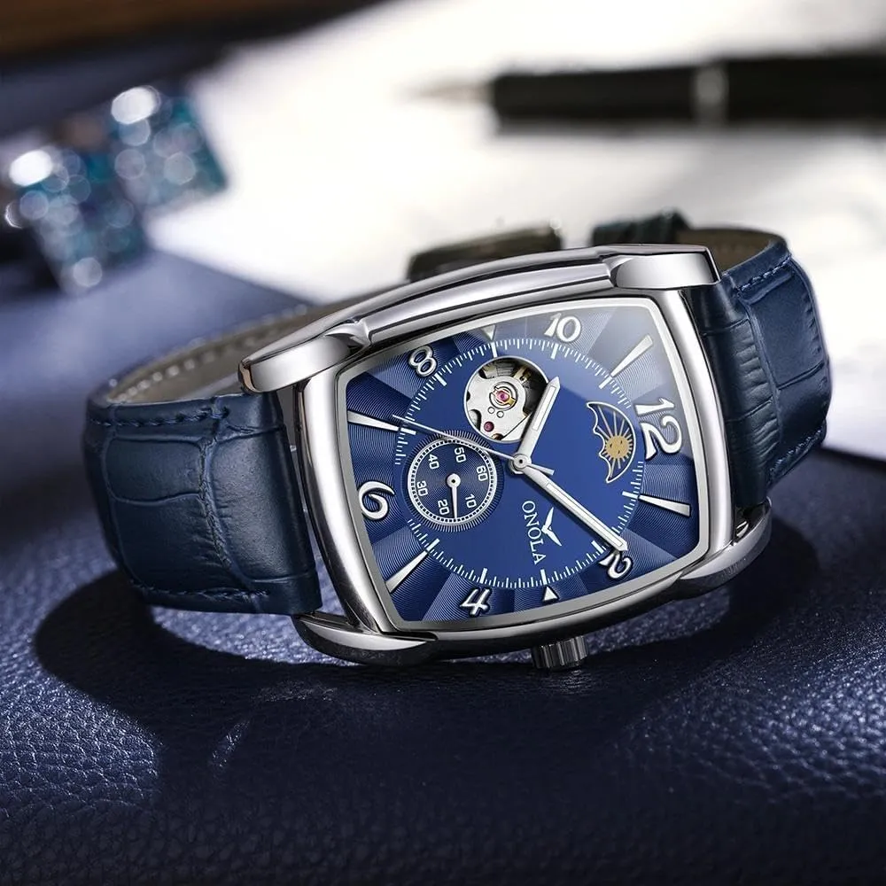 buildup darling mechanic foray Wristwatch Skeleton Business Waterproof Male Automatic Watch Men Gifts Fashion Mens Watches Luminous Rectangle Mechanical 